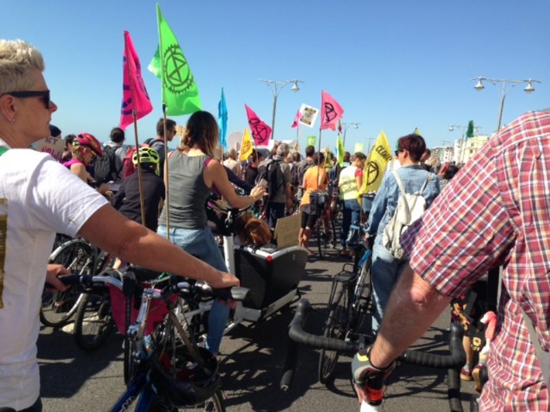 Bikes on the Climate march in Brighton
