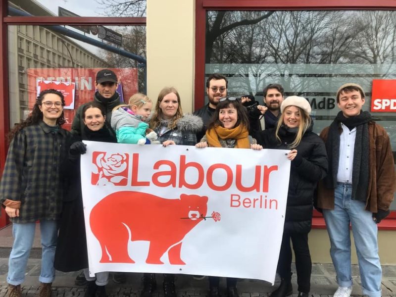 Labour Berlin members with their banner