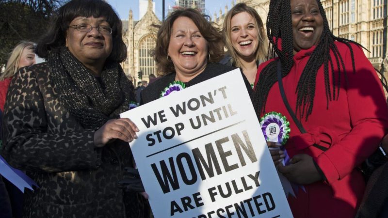 Image of four labour party women holding poster that says: We won